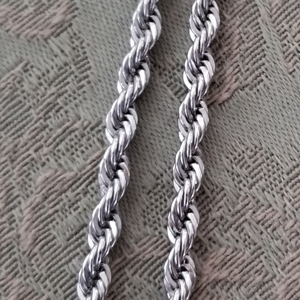 Long Silver Colored Rope Necklace